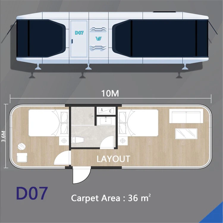 Prefab cheap cabin capsule-house hotel with 2 bedroom 8 Prefab cheap cabin capsule-house hotel with 2 bedroom 8